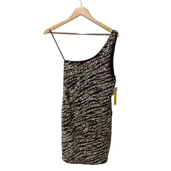 Alice + Olivia Nora‎ Sequin One Shoulder Dress Size 2 - Picture 4 of 7